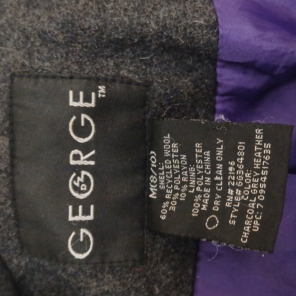 George Women's Charcoal Wool Blend Peacoat with Purple Lining - Picture 4 of 4